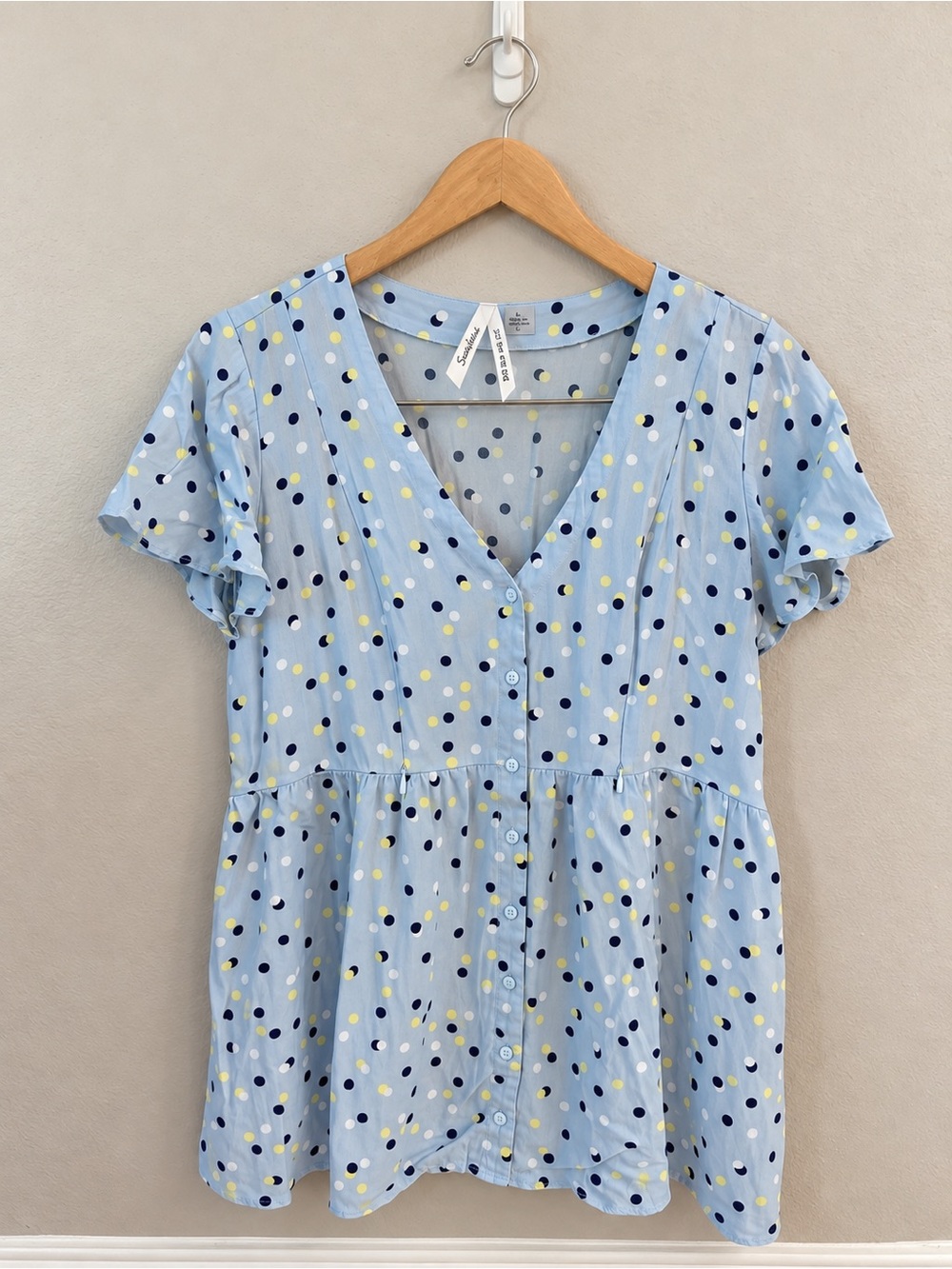Seraphine Polka Dot Maternity & Nursing Peplum Blouse